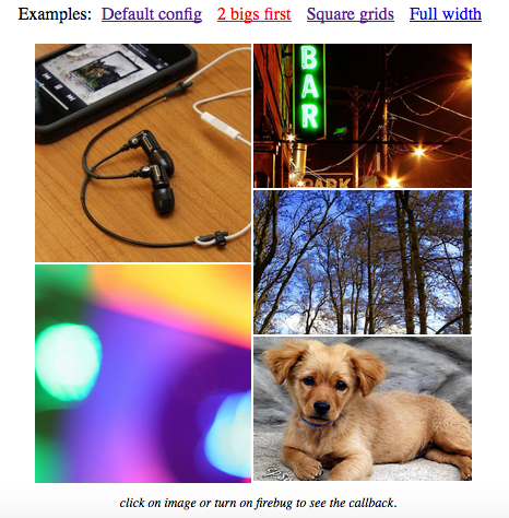 angular facebook photo grid with 2 bigs image first